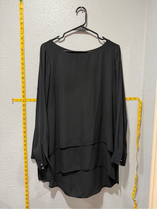 White House Black Market Tops - WHBM Black Chiffon Split Back High Low Blouse Size 10
